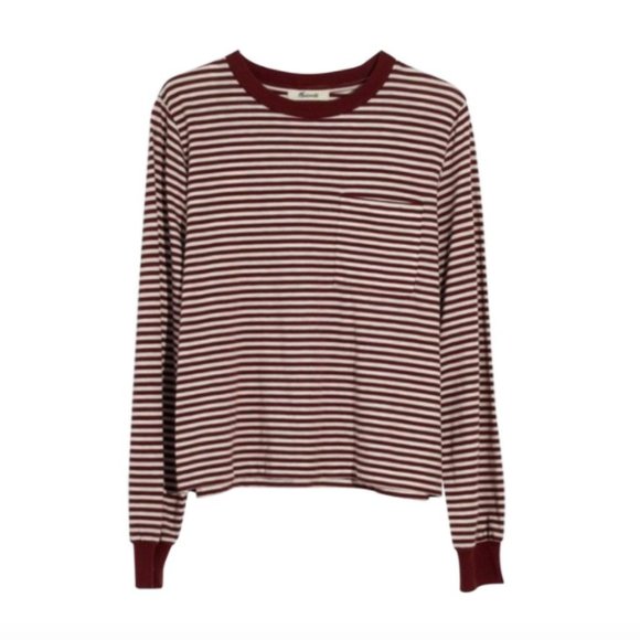 Madewell Tops - Madewell Striped Long Sleeve Pocket Tee